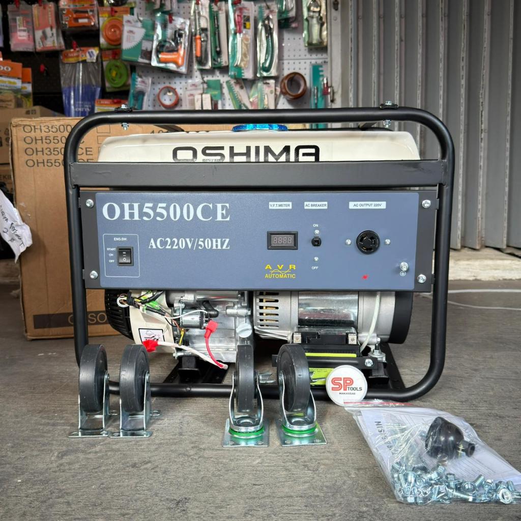 MESIN GENERATOR / GENSET LISTRIK BENSIN 3000 WATT 3KW ELEKTRIK STATER HONDA OSHIMA OH5500CE