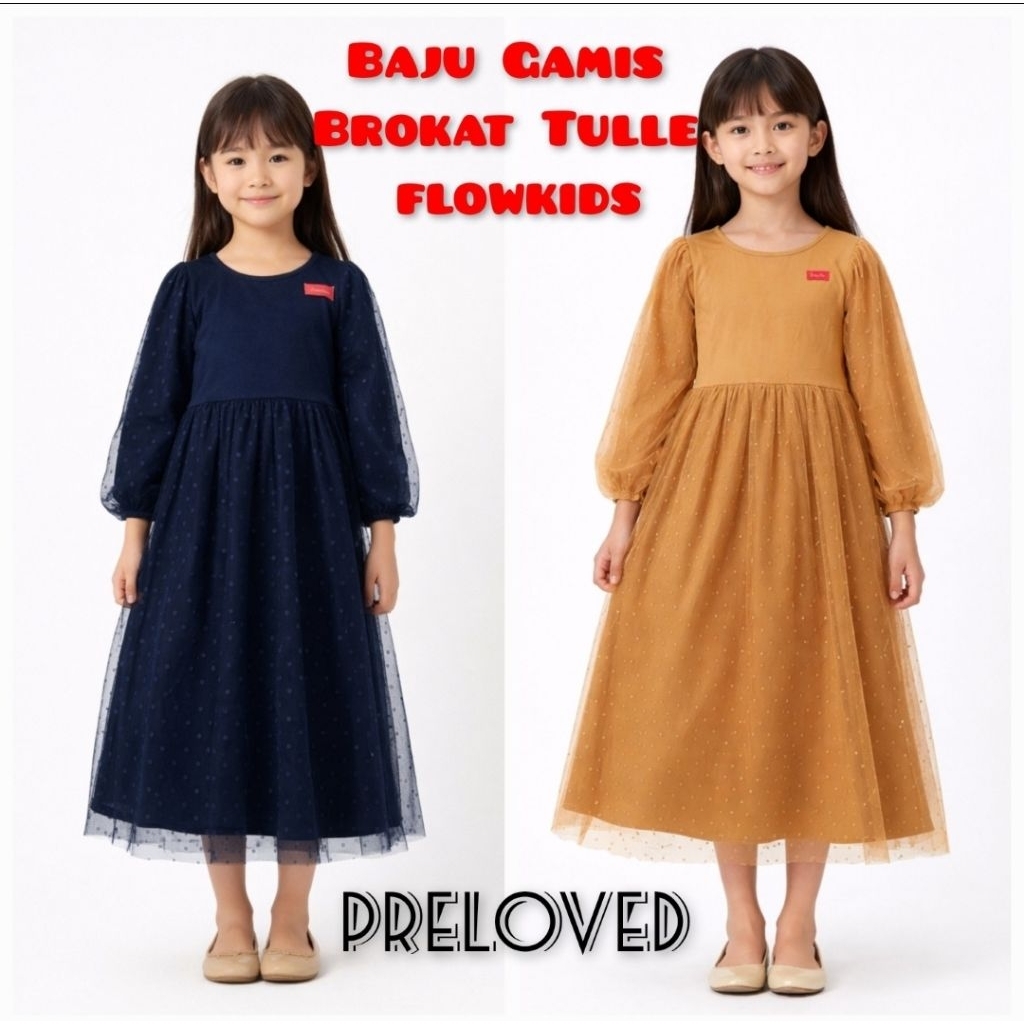 Gamis Anak Brokat Tille Branded (Preloved 95%)