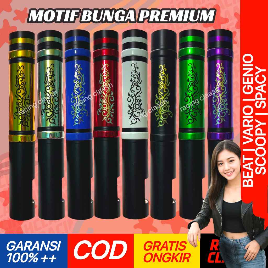 Racing Claash Cover Shock Depan Beat Vario Scoopy Spacy Genio Motif Ukiran Bunga Premium 110 125 150