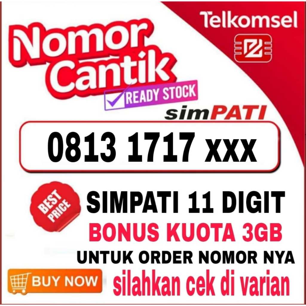 Nomor Cantik 11 Digit simpati 5G kartu prabayar telkomsel 0813 1717