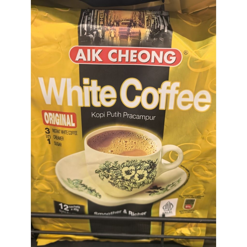 AIK CHEONG 3in1 WHITE COFFEE ORIGINAL. KOPI PUTIH AIK CHEONG. AIK CHEONG WHITE COFFEE HAZELNUT. KOPI