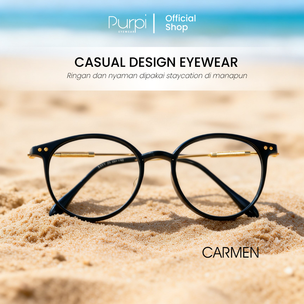 Frame Kacamata Pria Wanita CARMEN Bulat Minus Photocromic Photochromic Anti Radiasi Blueray Bluecrom