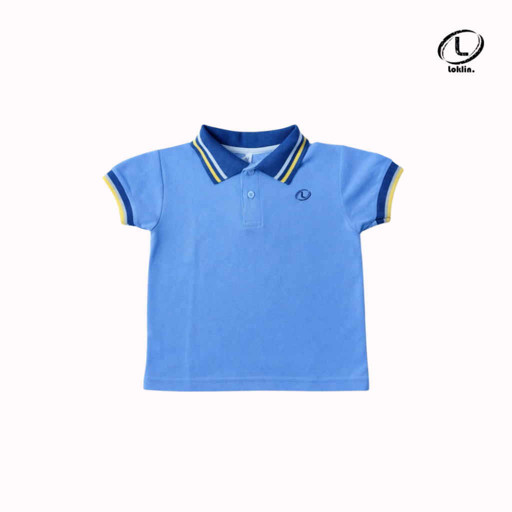 Kaos Polo Shirt Anak Laki Laki Atasan Baju Balita Cowok 3-6 Tahun Warna Biru Muda Blue Sky Nyaman Lo