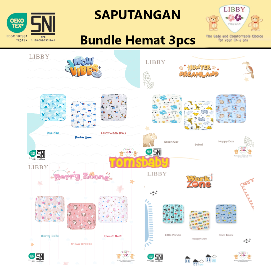 [TOMS] LIBBY (3pcs) Saputangan Bayi Anak / Sapu Tangan Baby