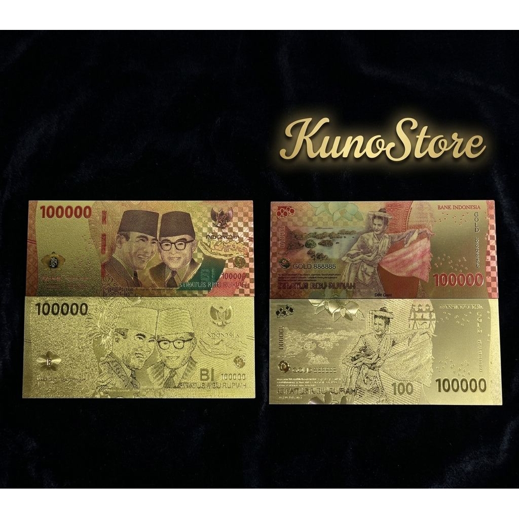 Koleksi Uang Mahar 100.000 Rupiah Gold Foil – Souvenir Mahar Pernikahan
