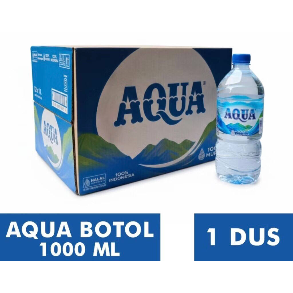 AQUA 1 LITER X 12 BOTOL 1 KARTON