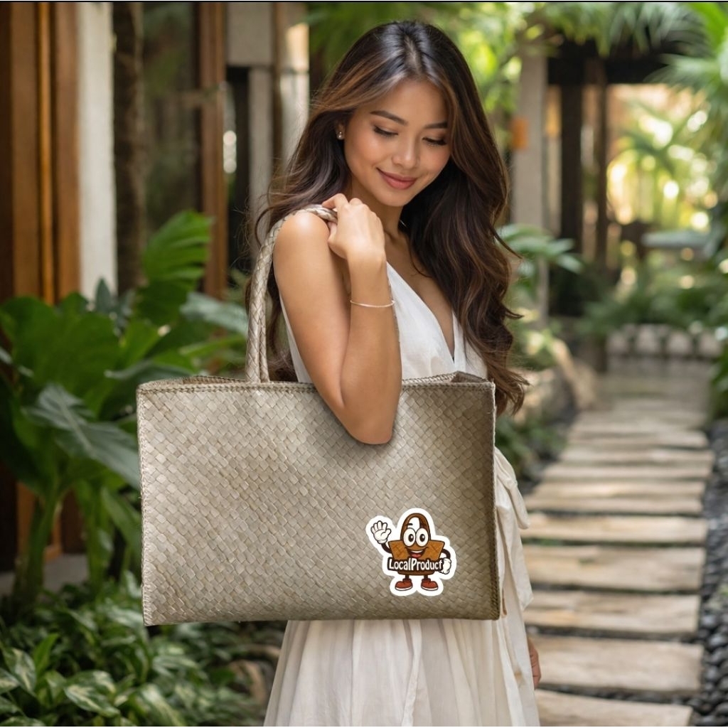 Tas Anyaman Pandan Tas Anyaman Tas Bahan Alam Size Sedang