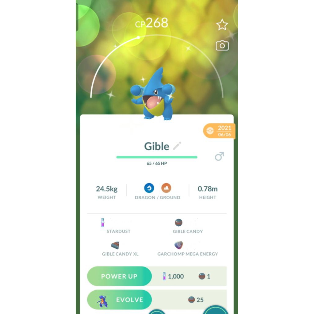 POKEMON GO - GIBLE SHINY (50% LUCKY POKEMON)
