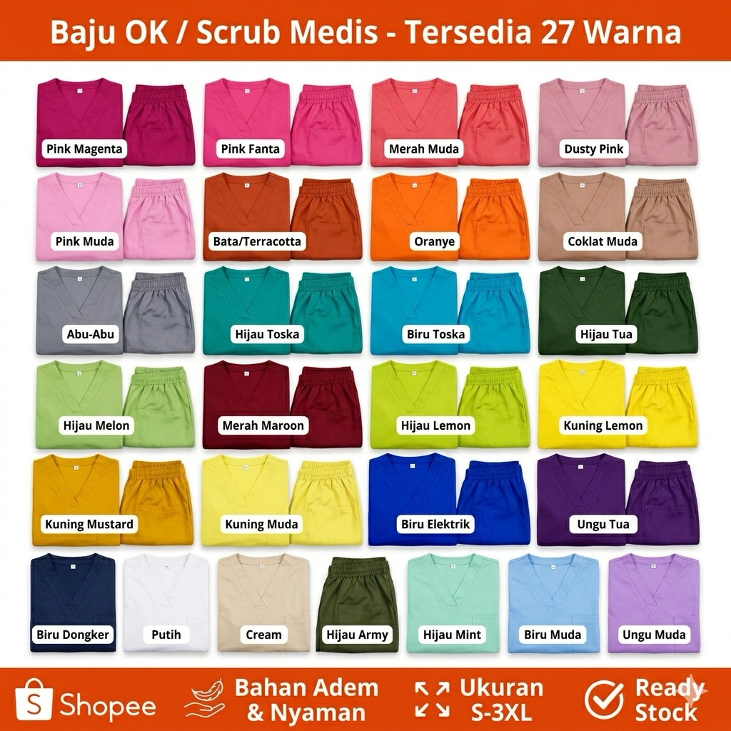 baju scrub ukuran XXXL - 5L lengan pendek