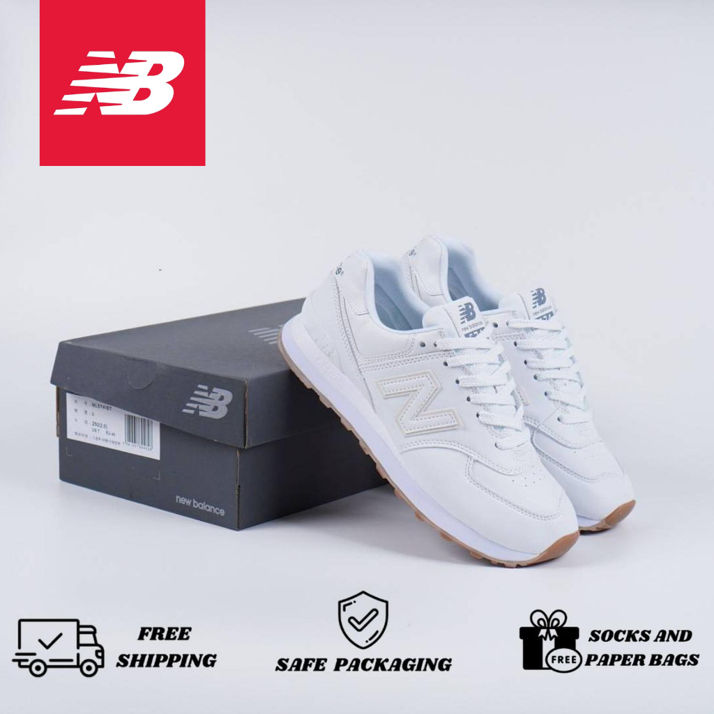 Sepatu New Balance 574 Leather White Gum