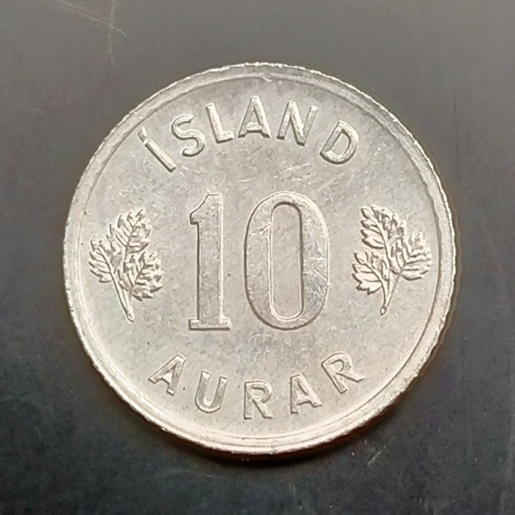 Koin Kuno Islandia 10 aurar tahun 1973 ukuran kecil