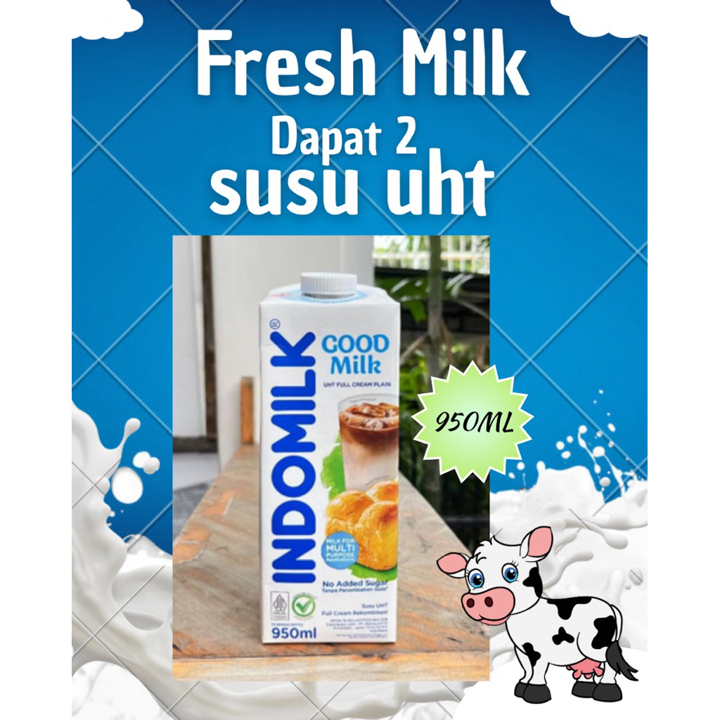 Susu uht indomilk full cream 1 liter dapat 2