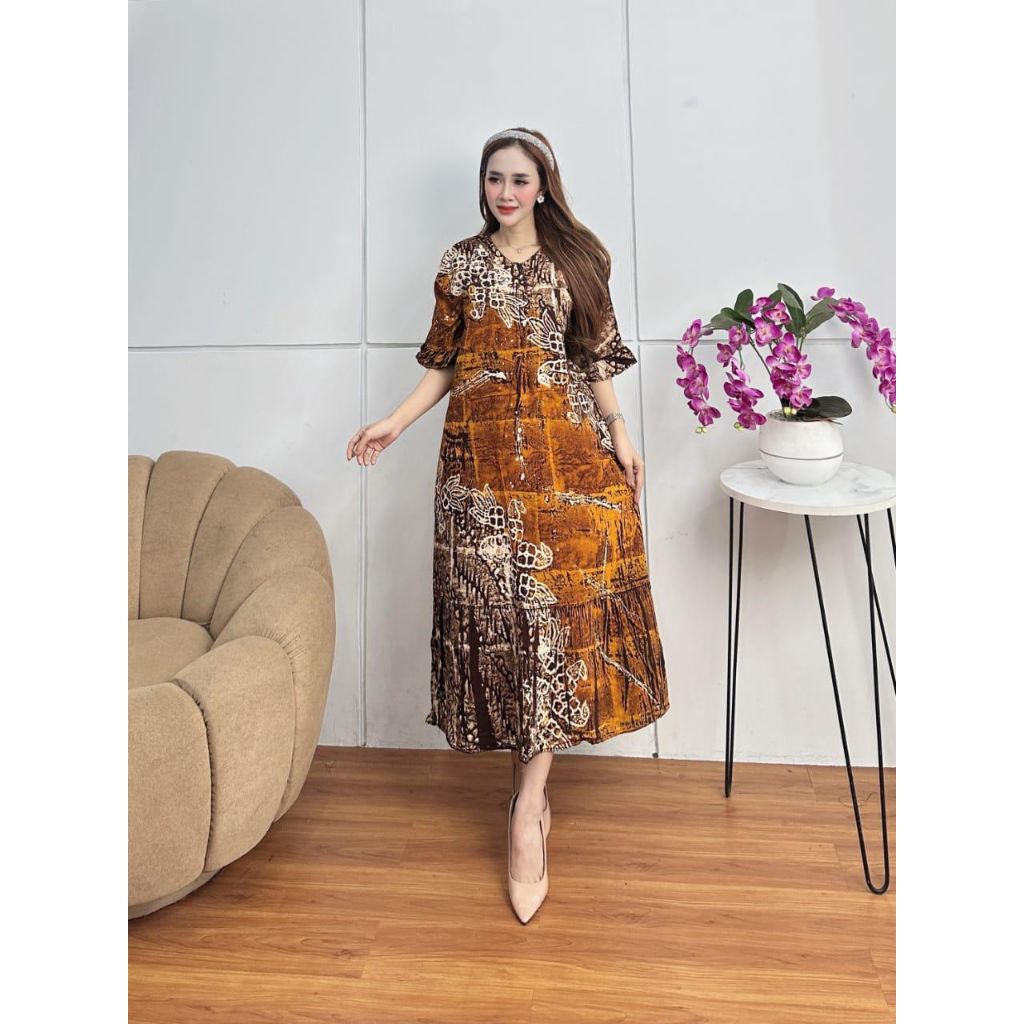 NONA DRESS | MIDI DRESS TUNIK DASTER PIYAMA HOMEDRESS HOMEWEAR ATASAN BAWAHAN PAKAIAN WANITA BAJU CE