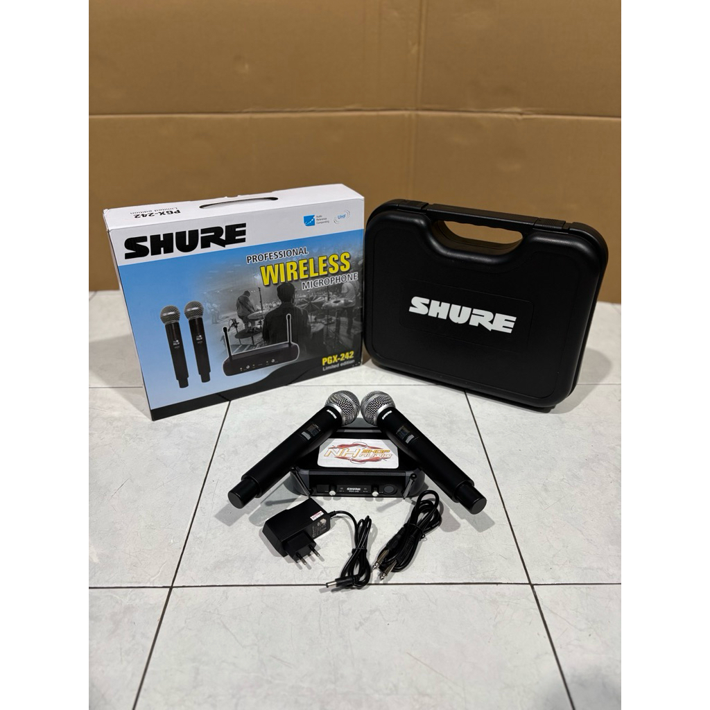 Mic Wireless Shure PGX242 PGX 242 UHF 2 Mic Pegang Koper Shure PGX-242 Mic Shure genggam Mic wireles