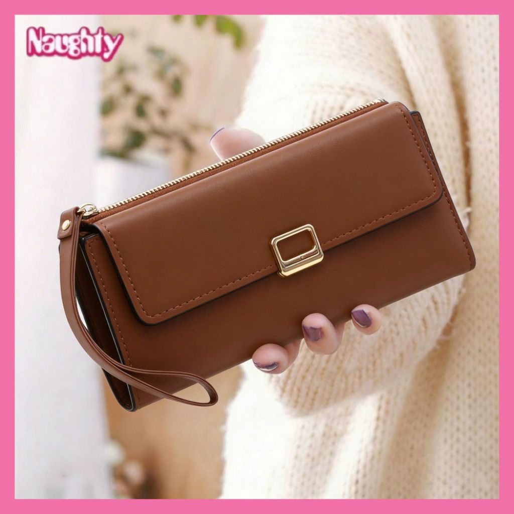Dompat Panjang Wanita Naughty Dompet Lipat Dompet Kartu Color Brown