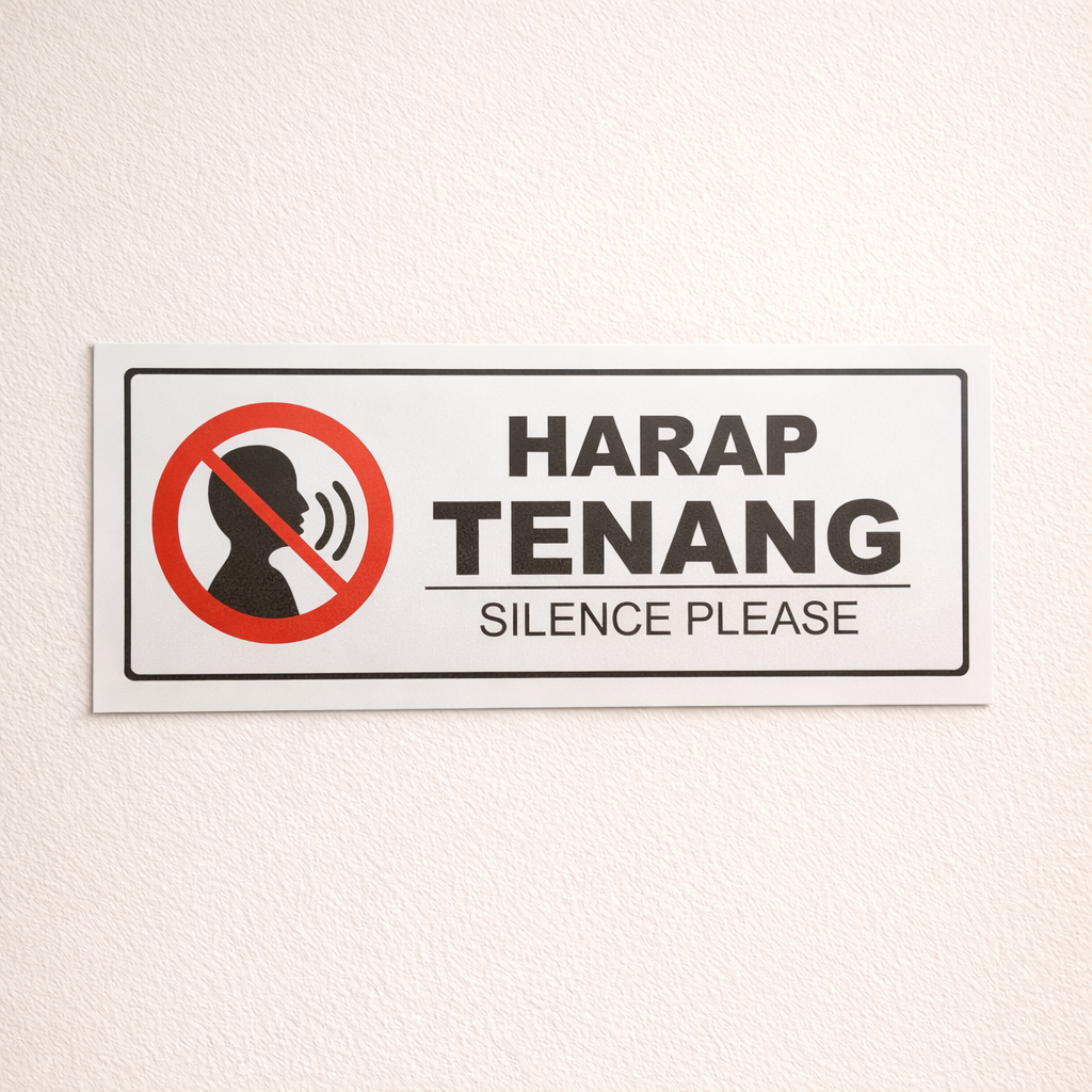 Plang Nama Akrilik Harap Tenang, Papan Nama Ruangan untuk Sekolah, Puskesmas, Klinik, Jangan Berisik