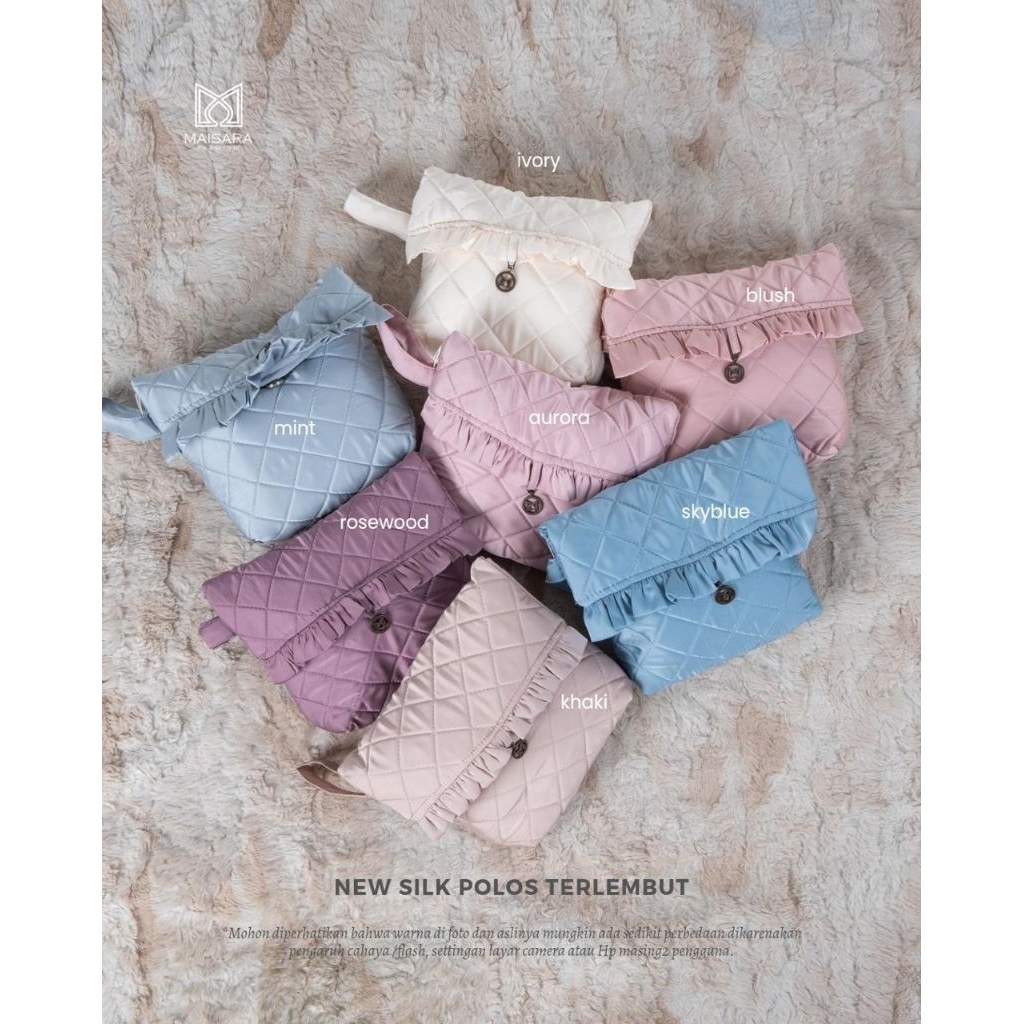 Maisara Mukena Dewasa Silk Polos Premium Tanpa Renda Bahan Adem Ringan Lembut Silky Ukuran Jumbo Den