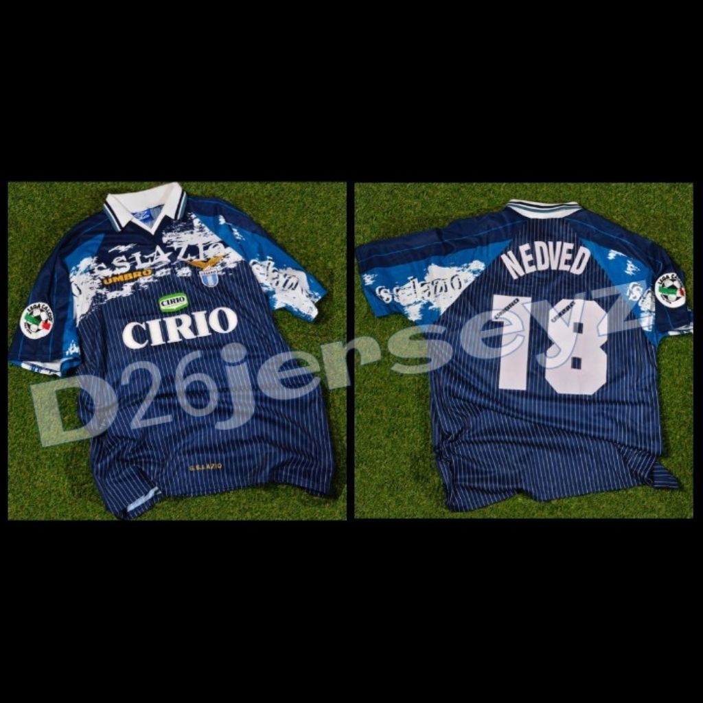 Jersey RETRO LazioO_ Away 1996 / 1997 + Cetak Nama Nameset MANCINI 10 / NESTA 13 / NEDVED 18 / Custo