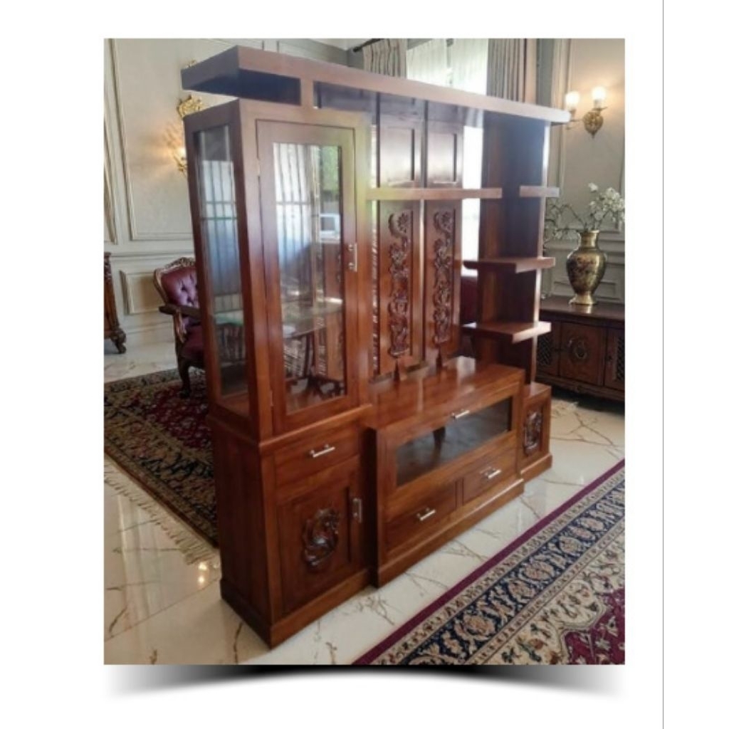 PARTISI KAYU JATI PENYEKAT RUANGAN JATI JEPARA