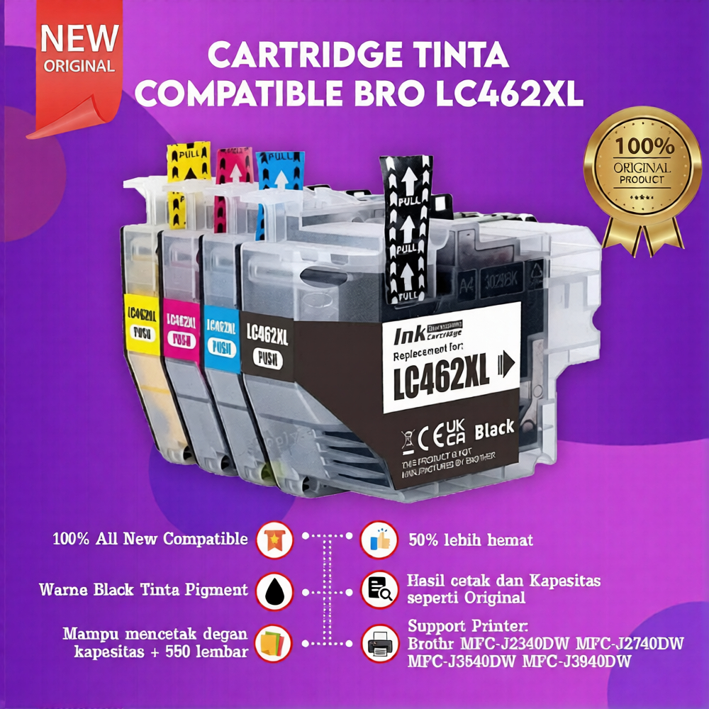 Catridge Tinta Xantri LC462XL 1 SET Black Cyan Magenta Yellow (4pcs) Compatible For Printer MFC-J234
