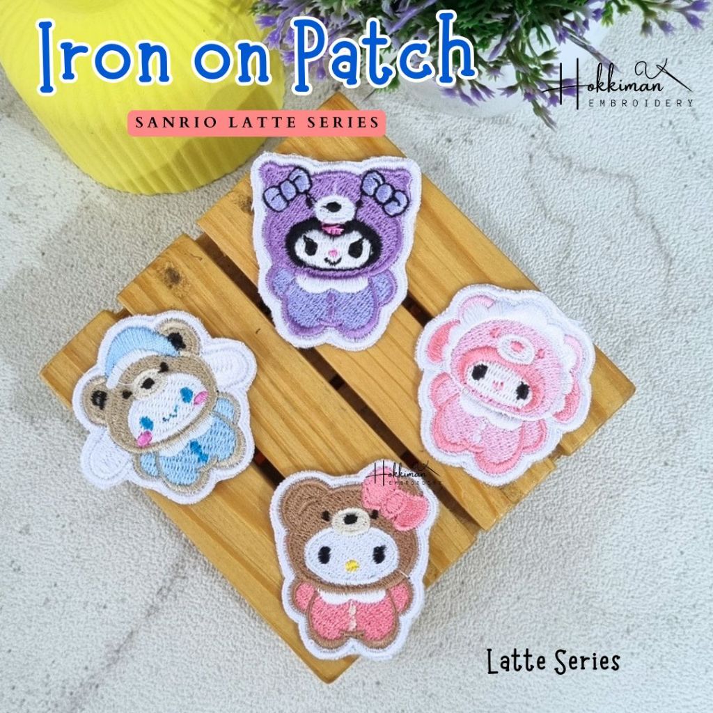 Iron on Patch Emboridery Sanrio Series - Badge Bordir Kuromi Melody Cinnamoroll Latte Series