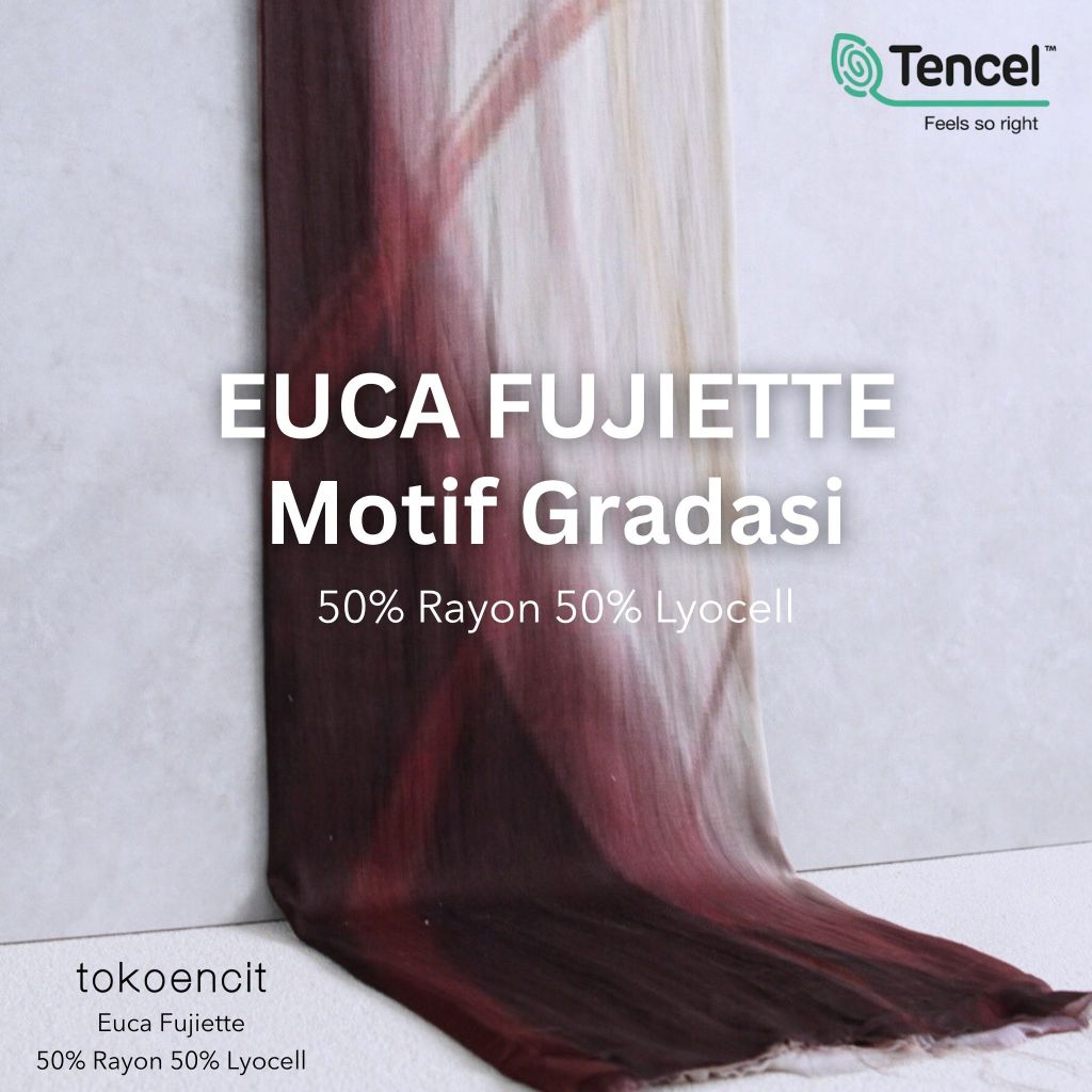 Tokoencit Kain Euca Fujiette Motif Gradasi Color Blend Per 0.5 M Bahan Rayon Ringan Lembut Elegan