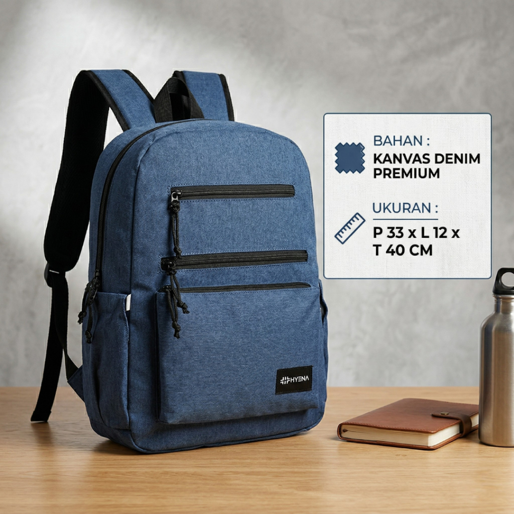 (PROMO) KANVAS  TAS RANSEL PRIA KAIN BACKPACK SEMARANG BUAT TRAVEL PUNGGUNG BAG SEKOLAH LAPTOP
