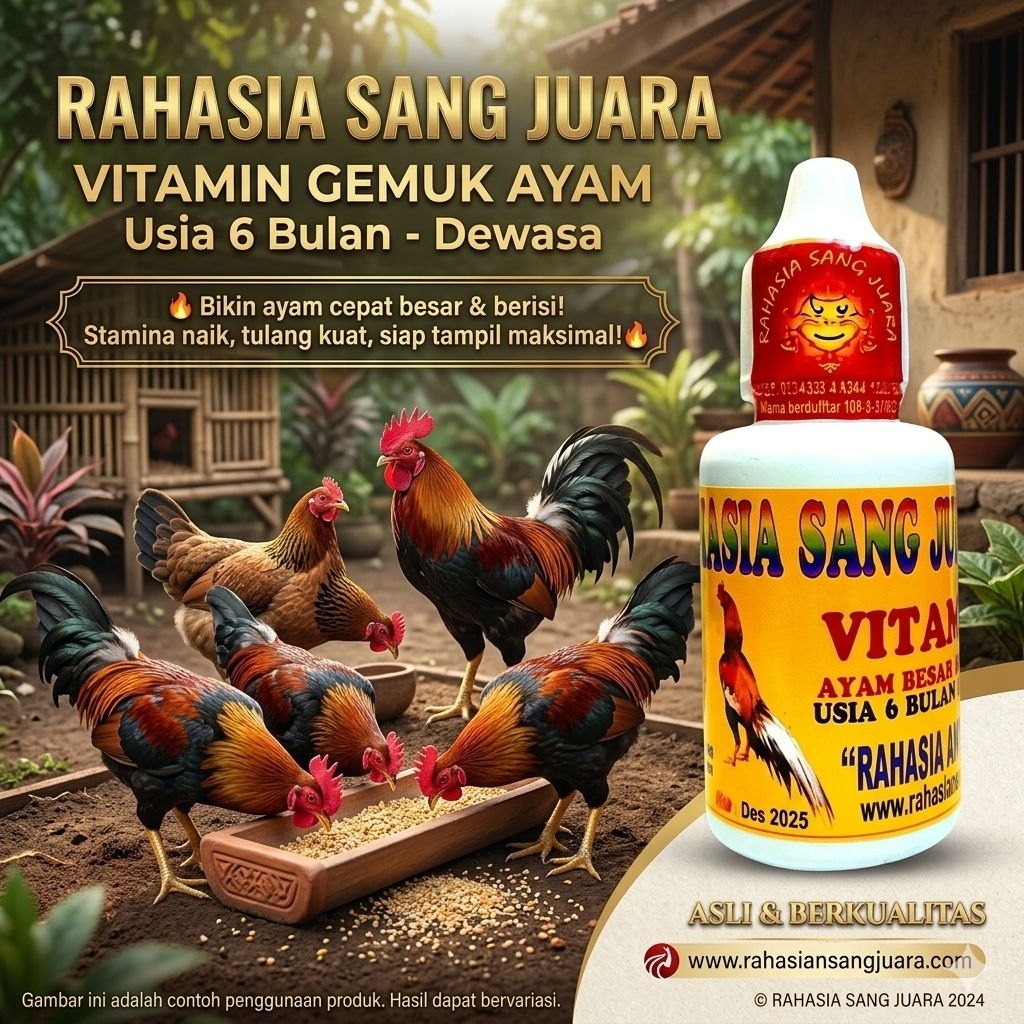 Vitamin Ayam Penggemuk 30ml – Penambah Bobot & Stamina Ayam Bangkok, Ayam Cepat Besar Umur 6 Bulan D