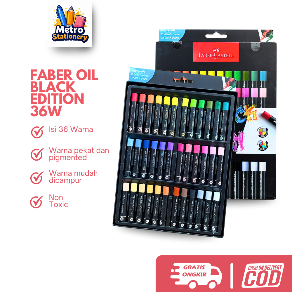 Faber Castell Oil Pastel Black Edition 36 Warna / Crayon Mewarnai Black Series 220036 FABERCASTELL