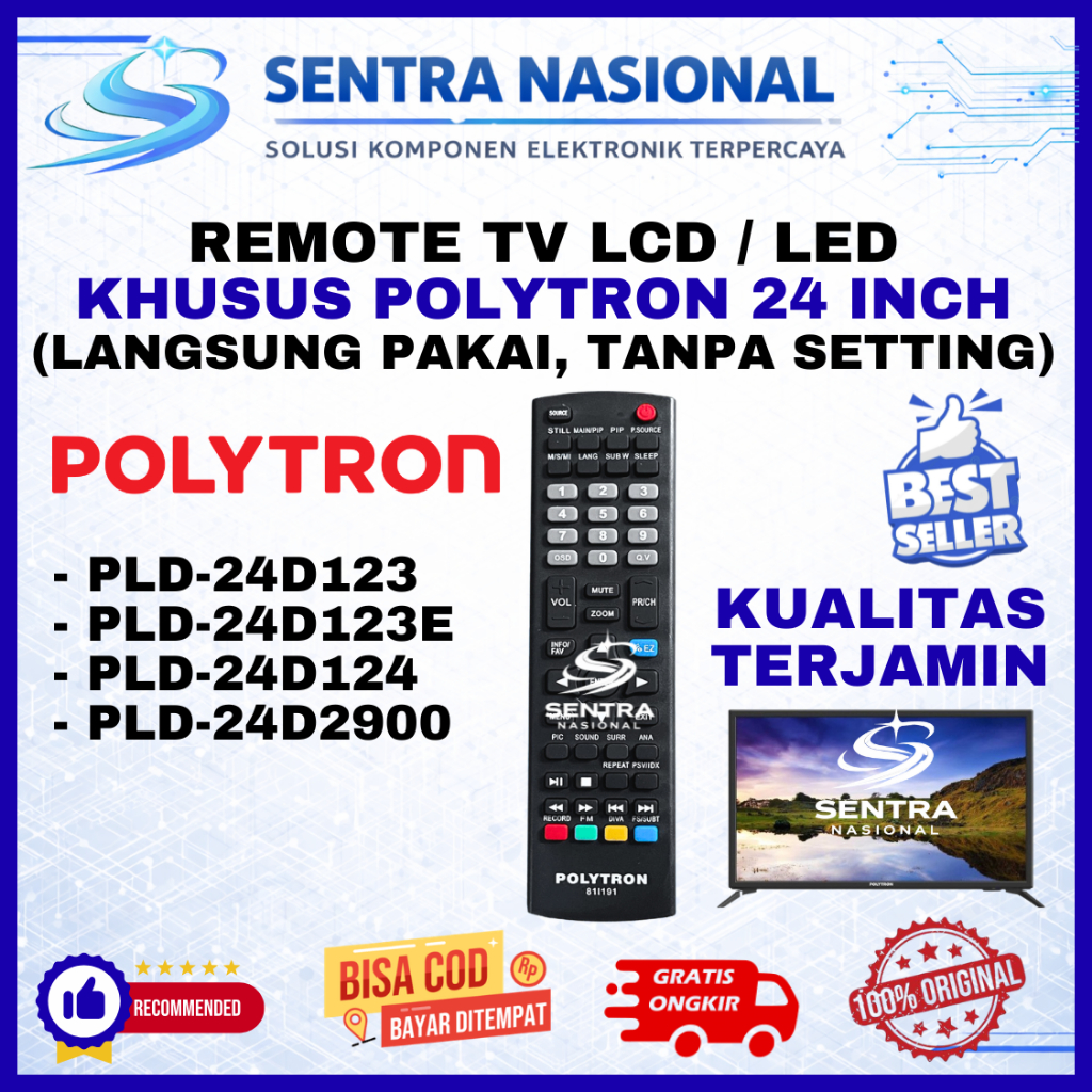 REMOTE TV POLYTRON 24 INCH PLD24D123 PLD24D123E PLD24D124 PLD24D2900 ORIGINAL | REMOT TV POLYTRON PL