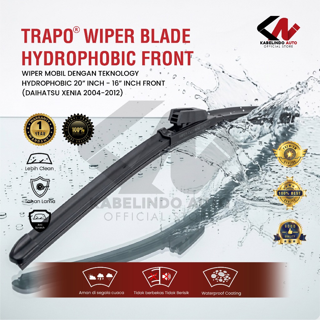 Wiper Mobil Daihatsu Xenia (2004 - 2011) - Wiper Grand New Xenia Type R (2015 - 2021) - Trapo Hydrop
