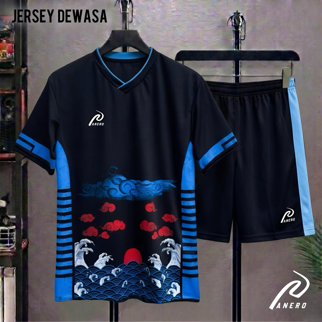 SETELAN BAJU BOLA 1 SET PAKAIAN OLAHRAGA PRIA WANITA BAJU KAOS BADMINTON LINING BULUTANGKIS VOLLY FU