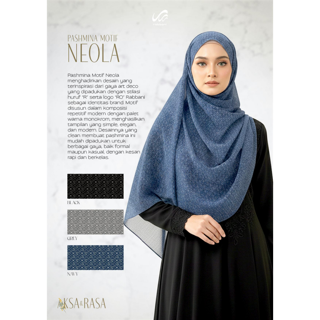 Pashmina Neola | Pashmina | Jilbab | Hijab | Kerudung Rabbani | Rabbani [Ori Rabbani]