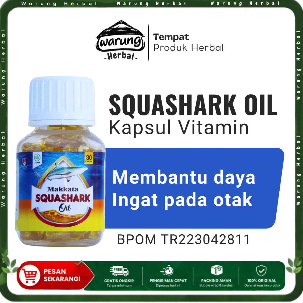 Makkata Squashark Oil 30 Kapsul Vitamin DHA Omega 3 Anak Dewasa Daya Ingat Otak BPOM