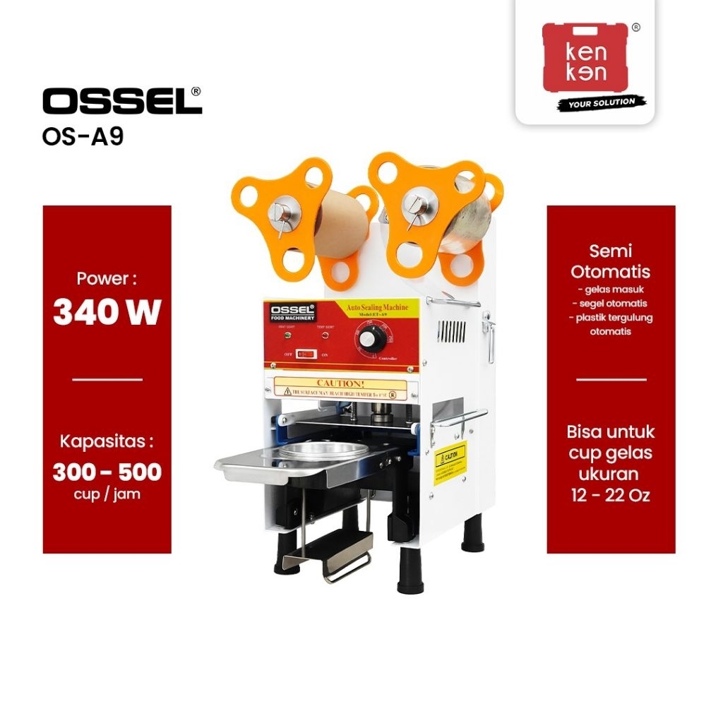 Ossel - Cup Sealer Semi Otomatis Mesin Press Tutup Gelas Minuman Es Plastik Semi  Otomatis OS-A9