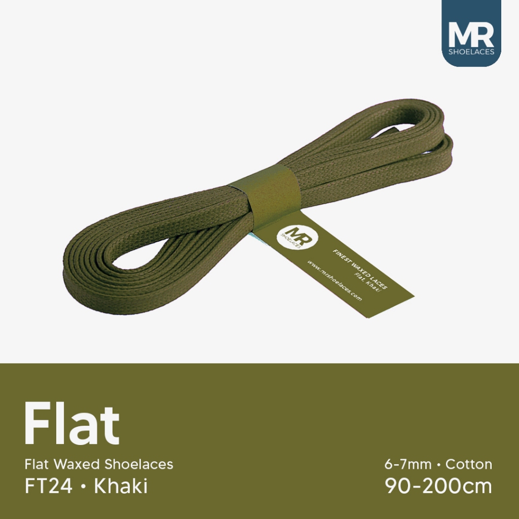 MR Shoelaces FT24 Khaki (Coklat Muda Kekuningan) - Tali Sepatu Lilin Gepeng (Flat) 6-7mm 80cm 90cm 1