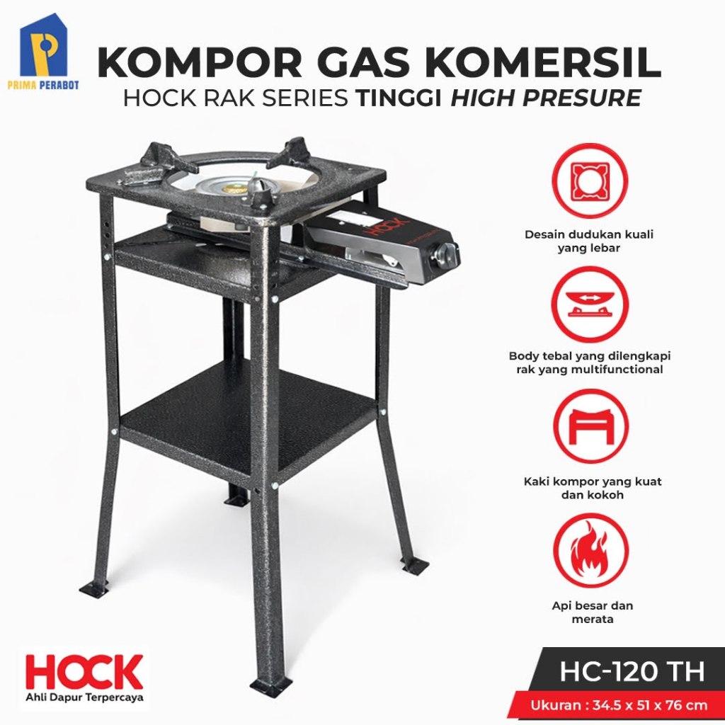 Kompor Gas High Pressure Hock HC-120TH + Kaki Meja Api Besar