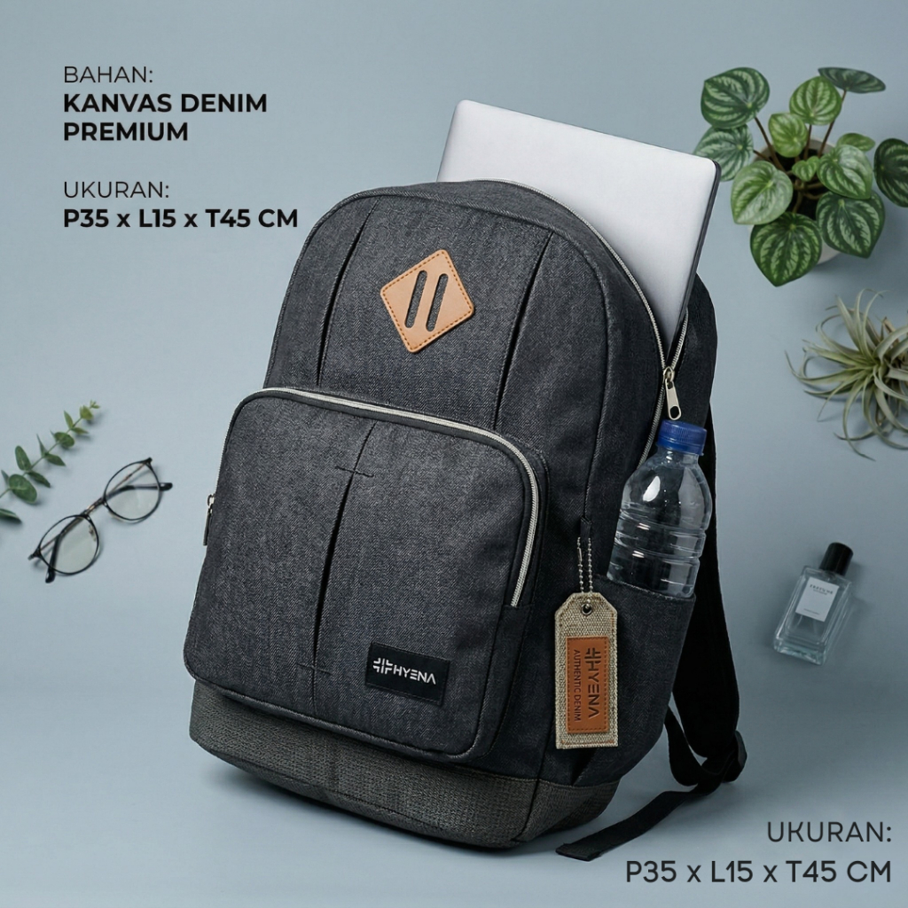 Tas Punggung Size Besar Ransel Kanvas Denim Muat Banyak Tas Laptop Pria Kekinian untuk Mudik Sekolah