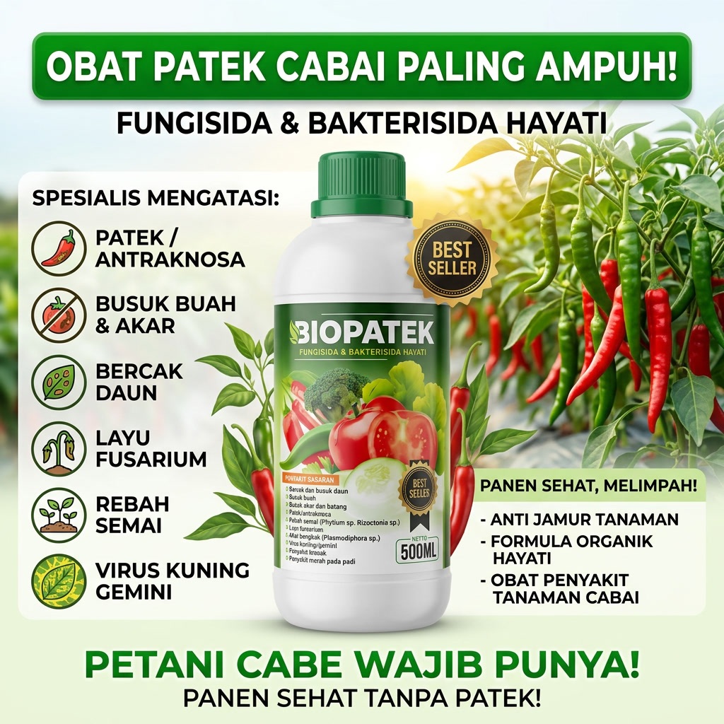 BIOPATEK Fungisida Bakterisida Hayati 500 ML Obat Patek Cabe Tanaman Cabai – Ampuh Atasi Layu Fusari