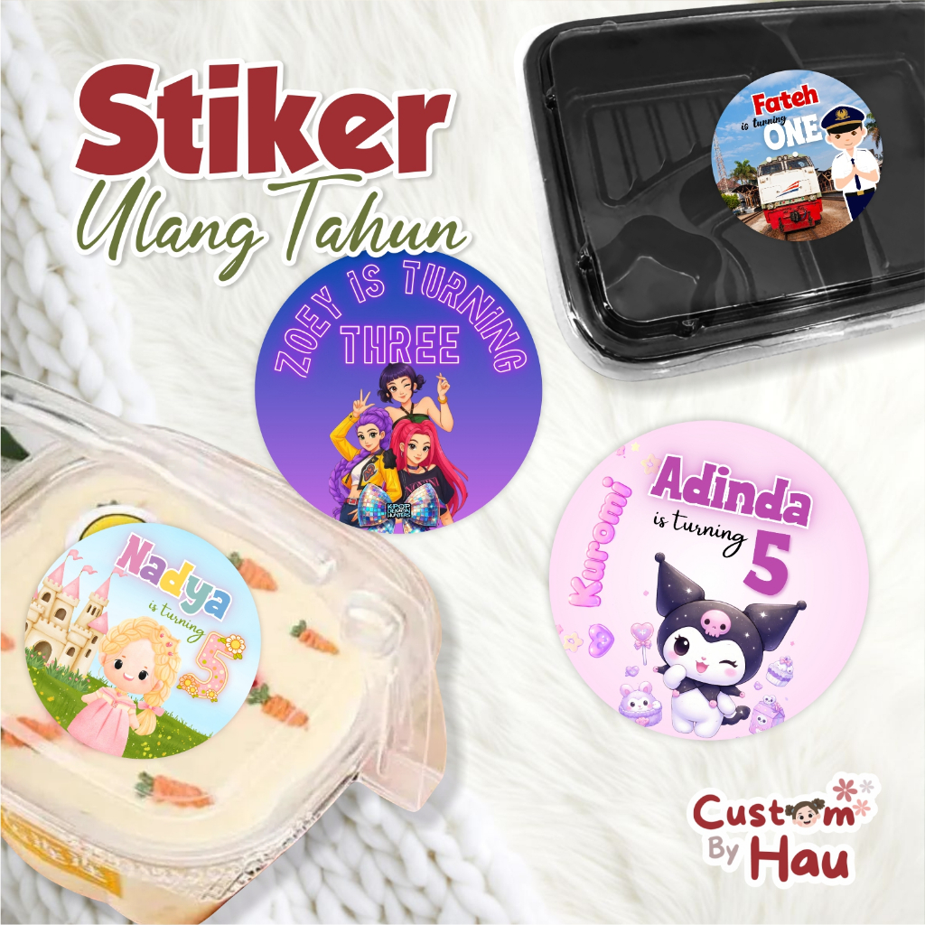 STIKER BULAT NASI BOX UNTUK ACARA ULANG TAHUN ANAK