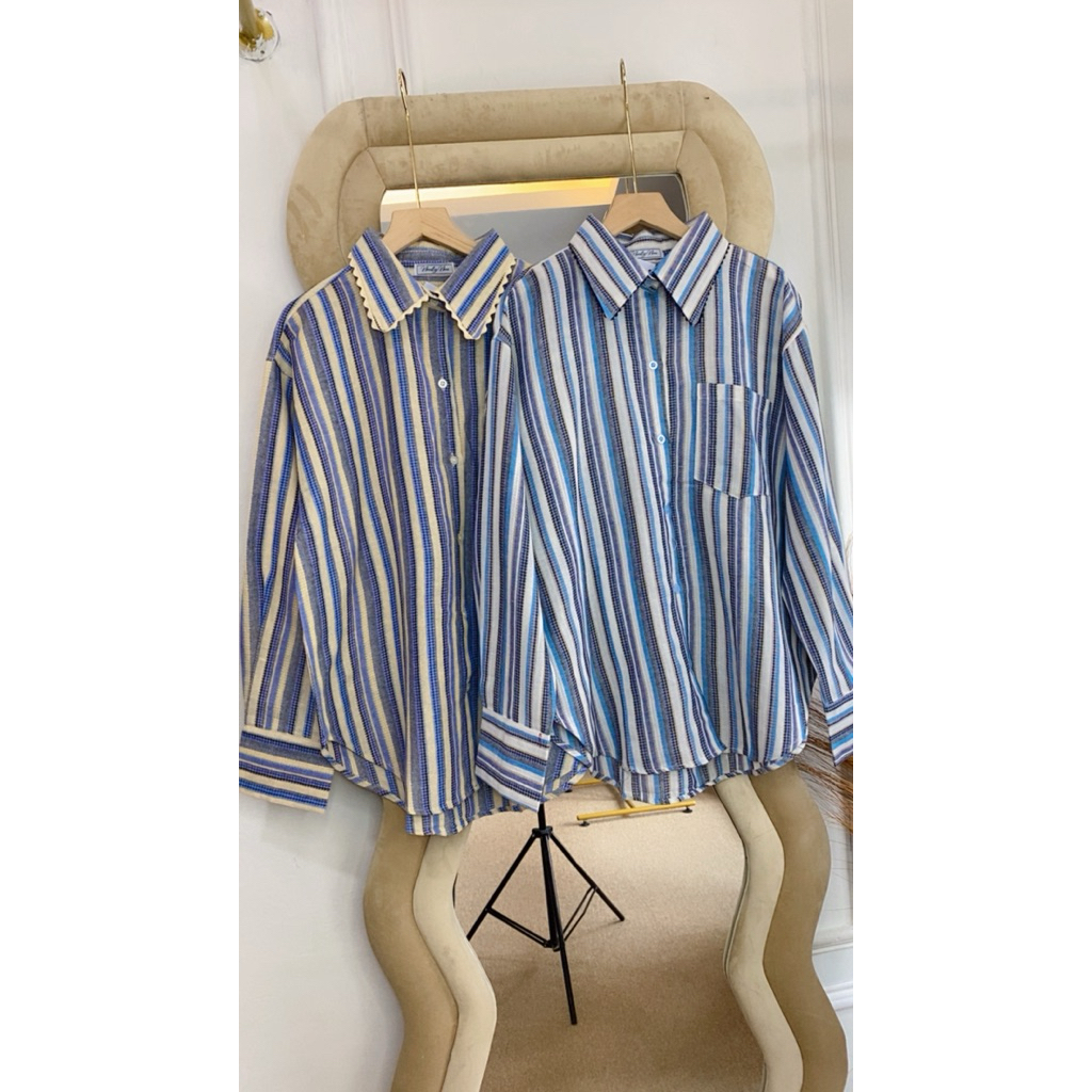 Kemeja Salur Wanita Ninety Nine Import BKK