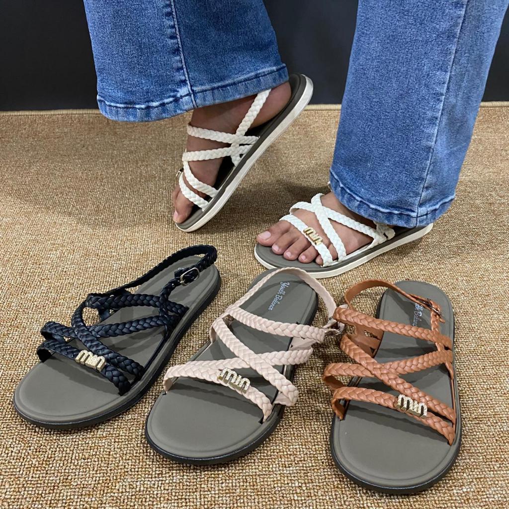 Sandal Flat Wanita Tali Silang Elegan/Sandal Balance Tali 2993-1