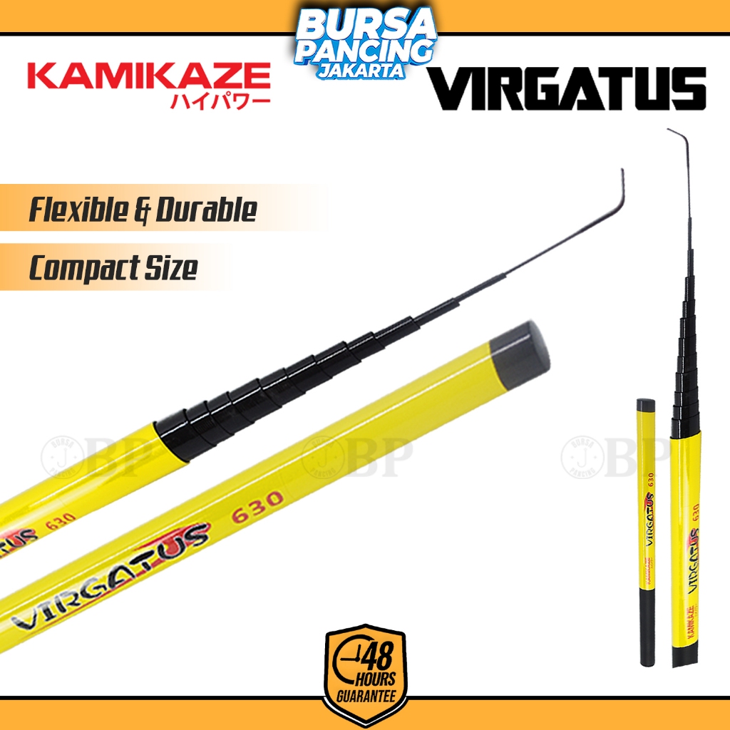 KAMIKAZE Joran Tegek VIRGATUS 240CM - 720CM Carbon Ruas pendek Cocok Untuk di Sungai dan Muara