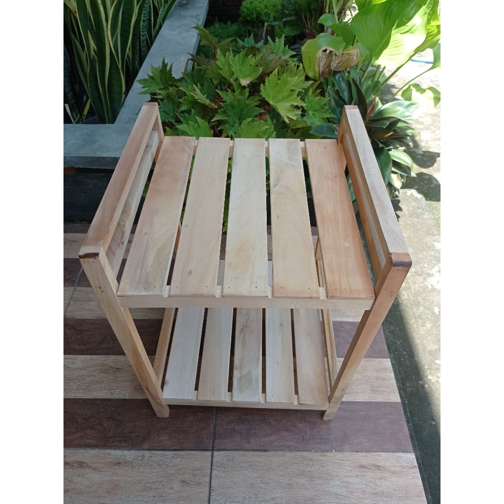 Rak Kayu Serbaguna Susun 2 Tingkat