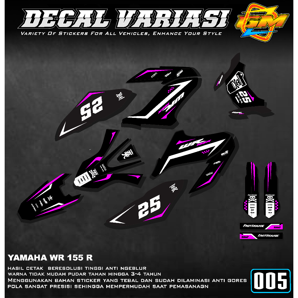 (COD) Decal WR 155 Full body Supermoto Bisa Custom Nama dan Nomor  - Sticker Yamaha WR 155 Motif Ker