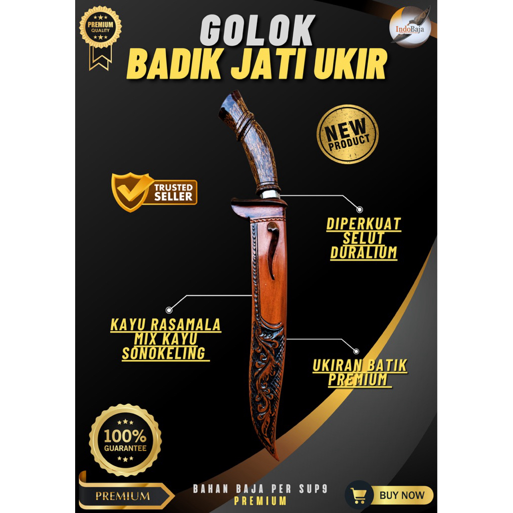[INDOBAJA] GOLOK KEBUN BADIK JATI UKIR GOLOK BAJA PER SUP9 PREMIUM ASLI ORIGINAL SUPER TAJAM