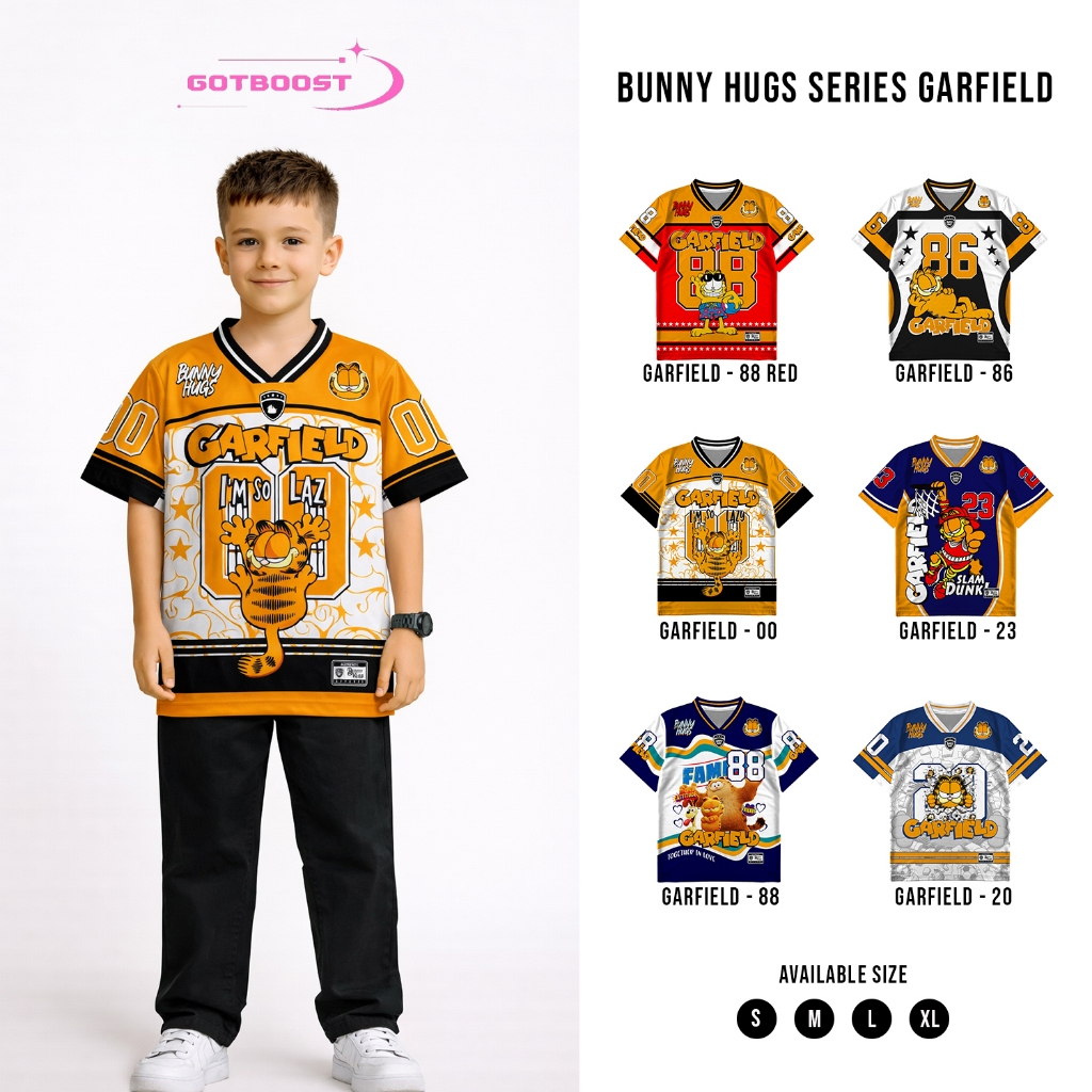 GOTBOOST Jersey Anak Number 00 Karakter Garfield Atasan Jersey Anak Laki Laki