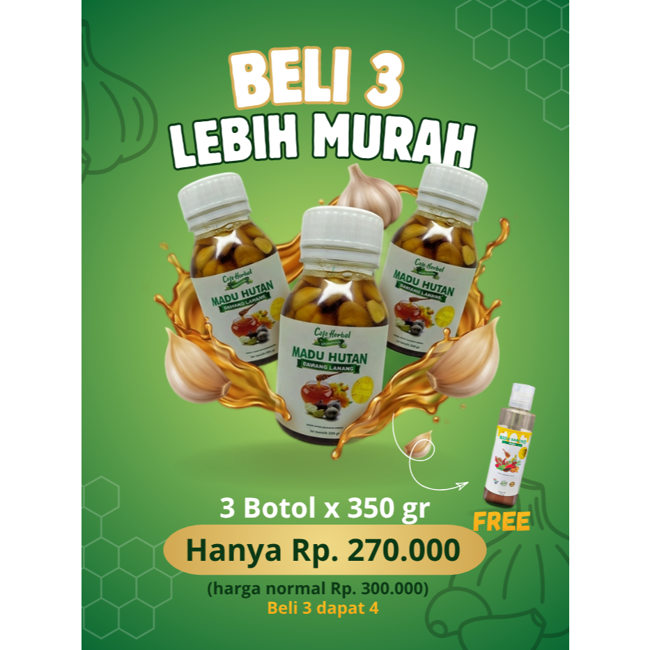Madu Bawang Lanang Hutan Asli 350gr - Herbal Bawang Putih Tunggal Original untuk Daya Tahan Tubuh, K