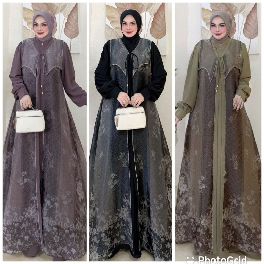 MELISA SERIES by AVRILIA HIJAB Dress Marbela mix organza READY RUMAH GAMIS SURABAYA