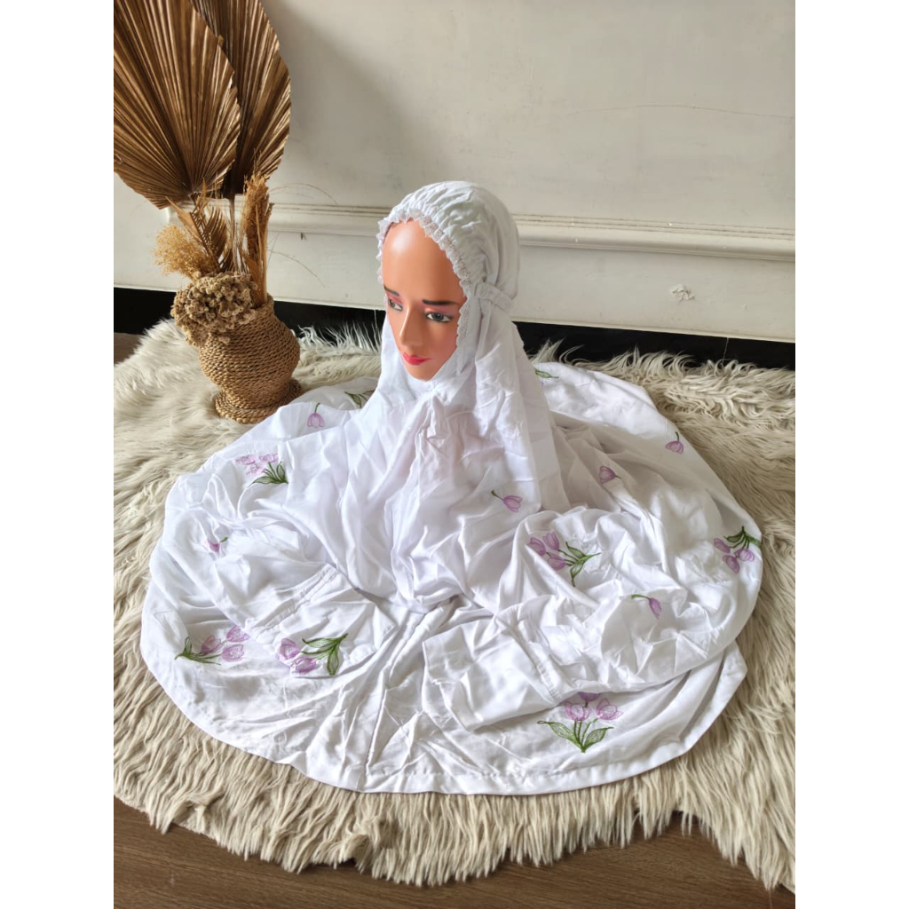 Mukena Rayon Tabur Bordir  Tulip